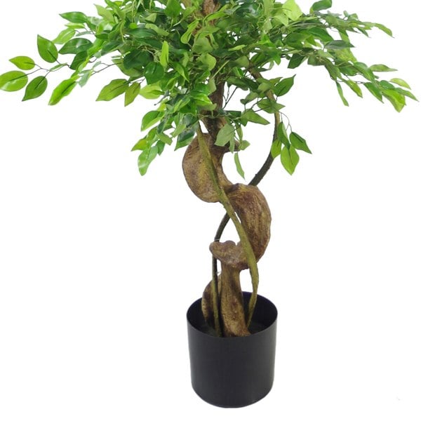 Leaf 150cm Twisted Trunk Artificial Japanese Fruticosa Ficus Tree Copper Planter