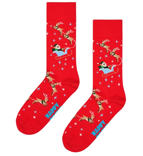 Happy Socks 4-Pack Christmas Crackers Socks Gift Box, Red/white/blue