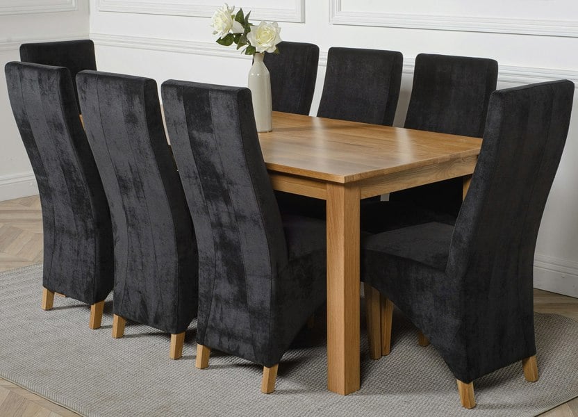 That's Furniture Oslo 180 x 90cm Large Oak Dining Set with Lola Fabric Chairs