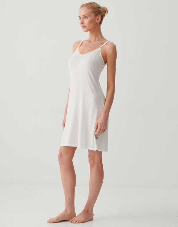 British Boxers Women's Bamboo Lace Strappy Nightdress – Ivory