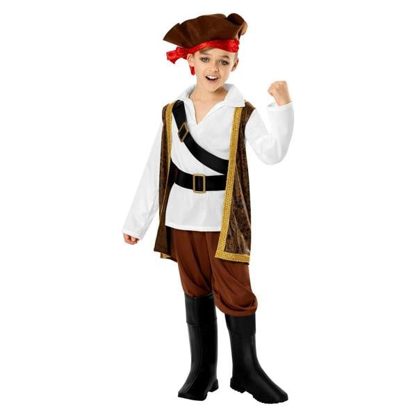 Bristol Novelty Childrens/Kids Pirate Costume - White/Brown - 