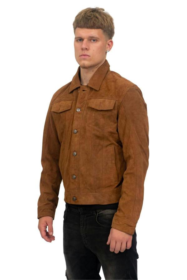 Infinity Leather Mens Goat Suede Leather Jeans Jacket-Adelaide