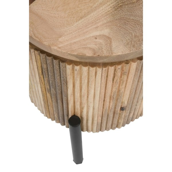 IH Design Niles Solid Wood Bedside Table with Metal Legs