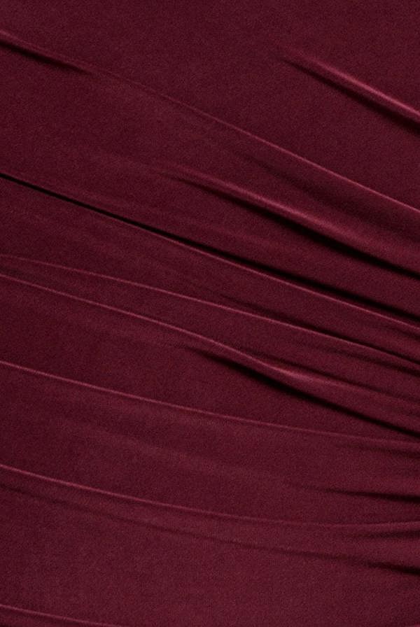 Halter Neck Empire Waist Gathered Maxi Dress - Burgundy DR5259