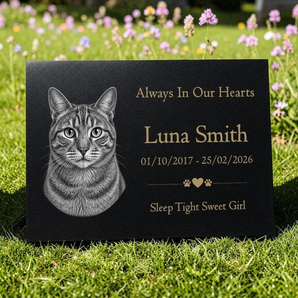 Memorials Direct Cat Memorial Granite Photo Plaque