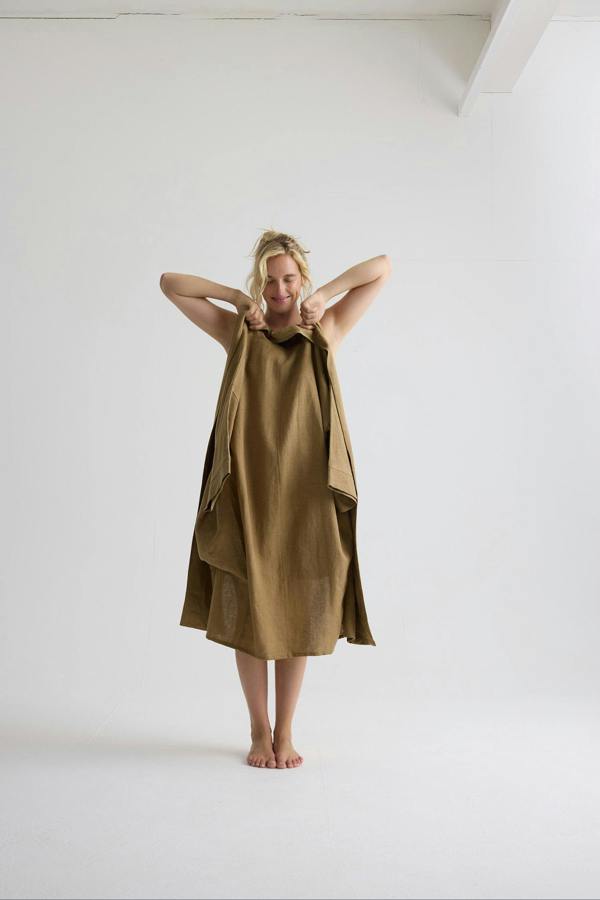Pretty You London Long Relaxed Linen Jacket In Overland Trek
