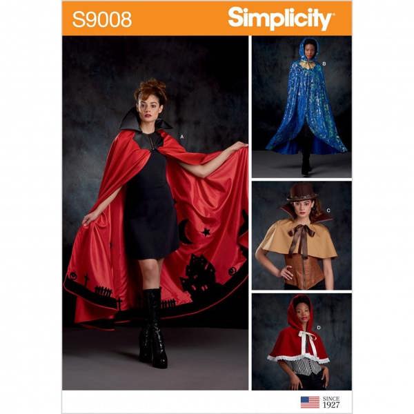 Simplicity Sewing Pattern 9008, Costumes, Capes for Women, A (S-M-L) - Intermediate