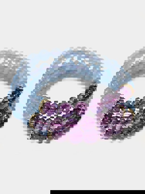 Yoga Studio Amethyst & Chalcedony Stone Mala Bead Bracelet