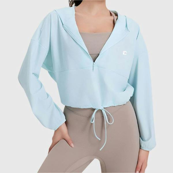 Anniou Cropped Hoodie UPF 50+ - light blue