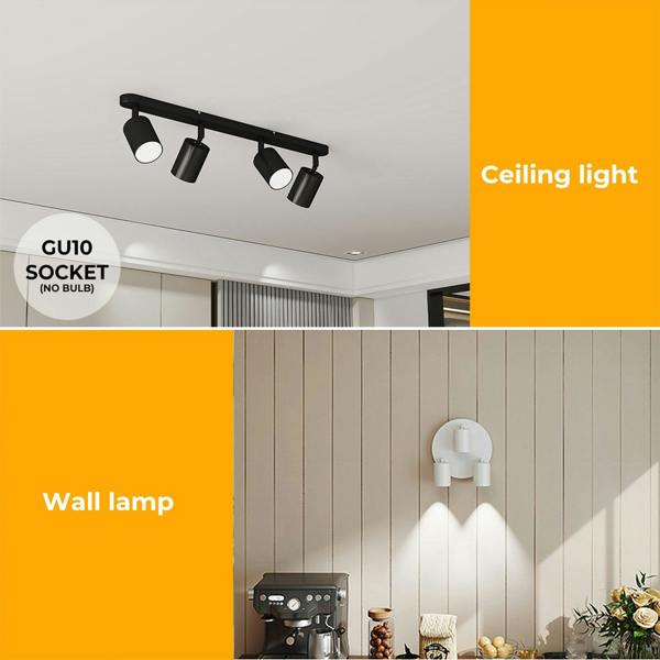 EMITTO Ceiling Spotlight Adjustable Kitchen Bar Spot Light LED GU10 No Bulbs