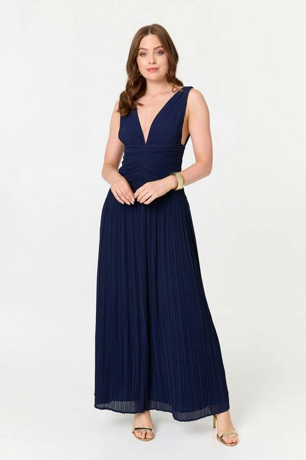 Navy | Abstract Relaxed 3/4 Sleeve Maxi Dress