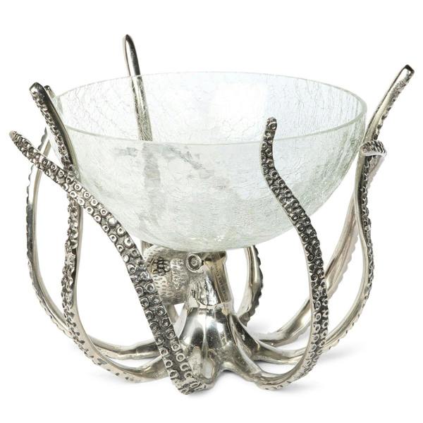 Culinary Concepts Octopus Stand & Crackle Glass Bowl