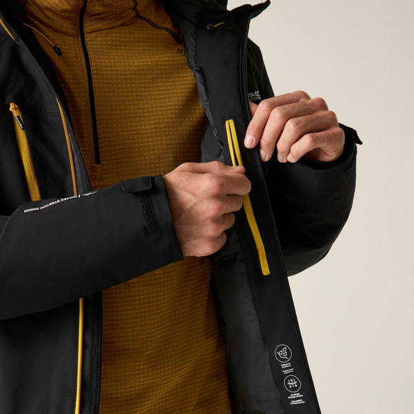 Regatta Mens Highton Two Tone Waterproof Stretch Insulated Jacket - Black/Sunset