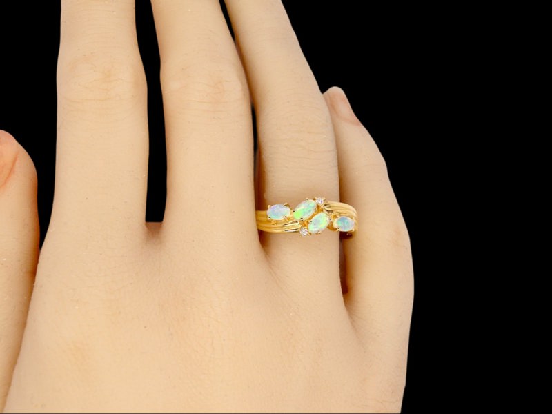 Vintage Tom 18 Carat Gold Opal & Diamond Dress Ring