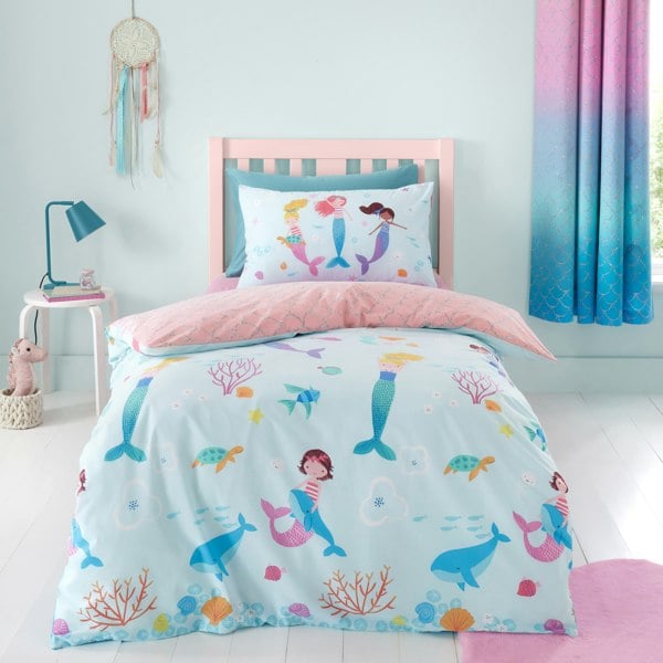 Catherine Lansfield Mermaid Reversible Duvet Cover Set