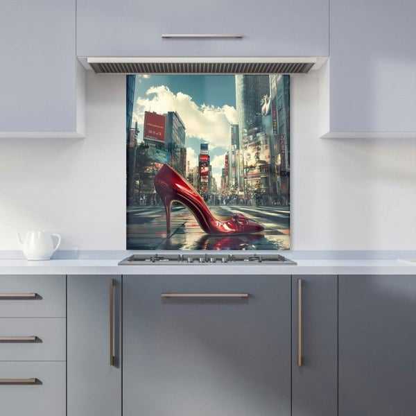 Warren Reed - Designer Red Stiletto in Urban Crosswalk Kitchen Splashback