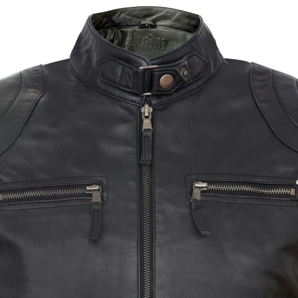 Infinity Leather Mens Leather Biker Vintage Zipped Racing Jacket