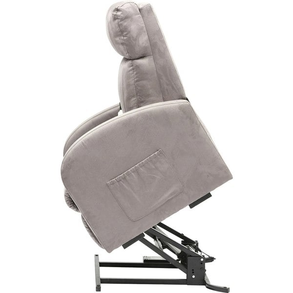 Single Motor Rise and Recline Lounge Chair Pebble Grey Micro Fibre Material Loops