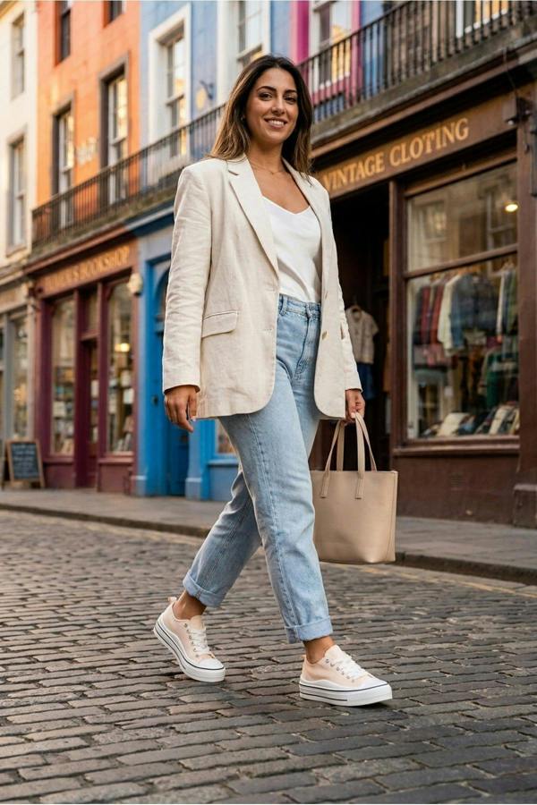 Saoirse Low Top Canvas Trainers - Beige