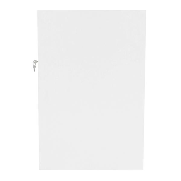 Sleek white cabinet door for Adonis LED Shop Counter Set, featuring a key lock and smooth finish, ideal for secure storage
