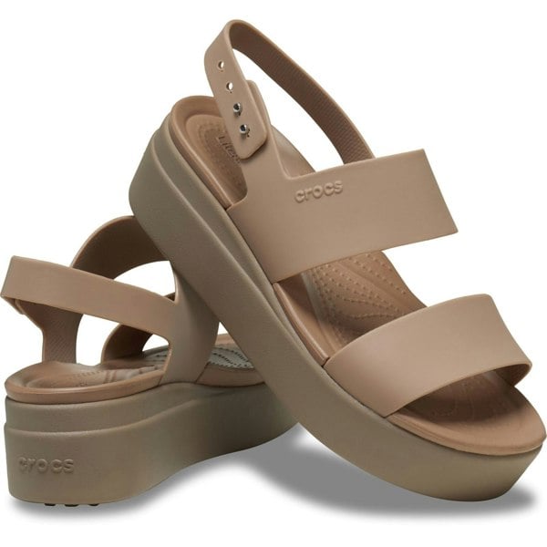 Crocs Brooklyn Low Wedge Thermoplastic Women's Latte/Mushroom Sandals