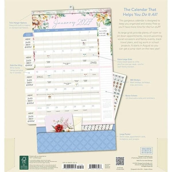 Do It All, Bella Flora Family Planner 2026 - 2027, Family Planners, Month To View, Lifestyle, Gift