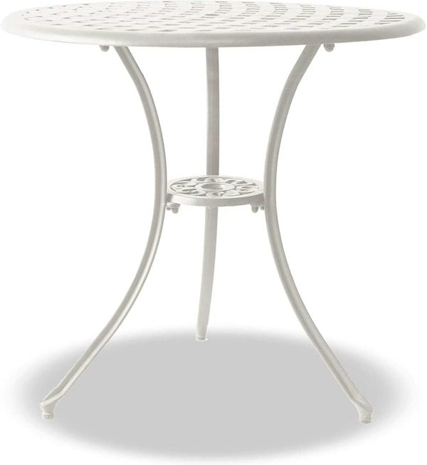 Centurion Supports OSHOWA Luxurious Garden and Patio Table and 4 Large Chairs with Armrests Cast Aluminium Bistro Set - White with Black Cushions