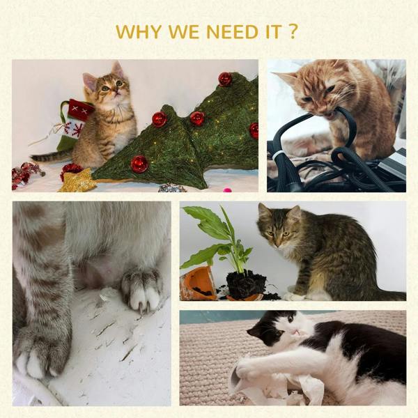 Grey plush cat tree promotional collage with cats resting and playing