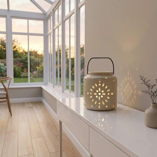 Garden Greatness Maison Intricate Pattern Ceramic Lantern