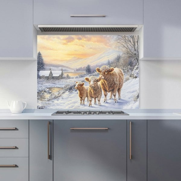 Warren Reed - Designer Family Of Highland Cows Kitchen Splashback