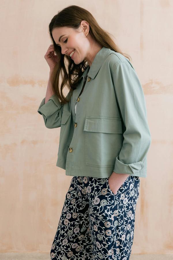 Lily & Me Effie Stretch Cotton Twill Jacket Silver Sage