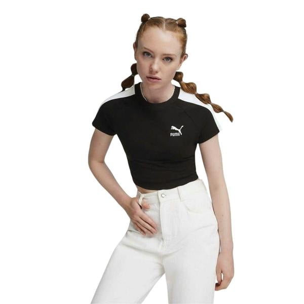Puma Womens/Ladies Crew Neck Regular Crop T-Shirt - Puma Black - 