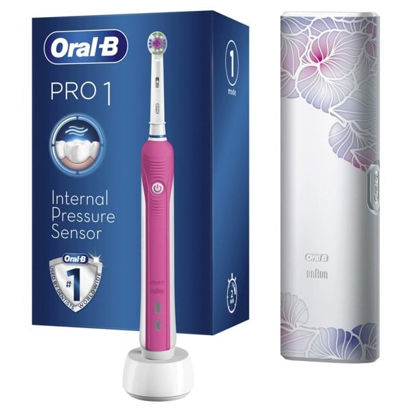 Oral-B Braun Pro 1 Electric Toothbrush and Travel Case - Pink