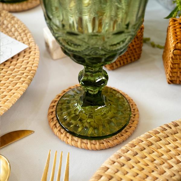Rattan spiral round coasters handwoven wicker in three colour washes