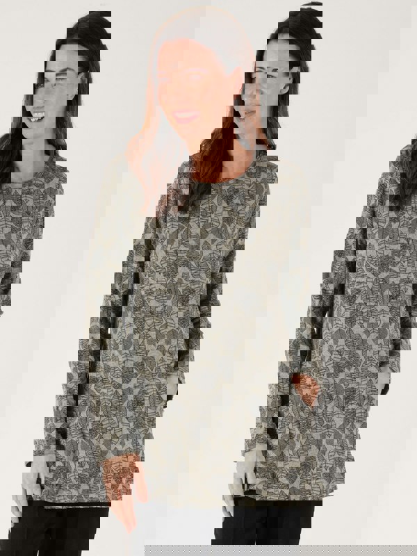 TIGI-Wear Basil Leaf Print Tunic Top