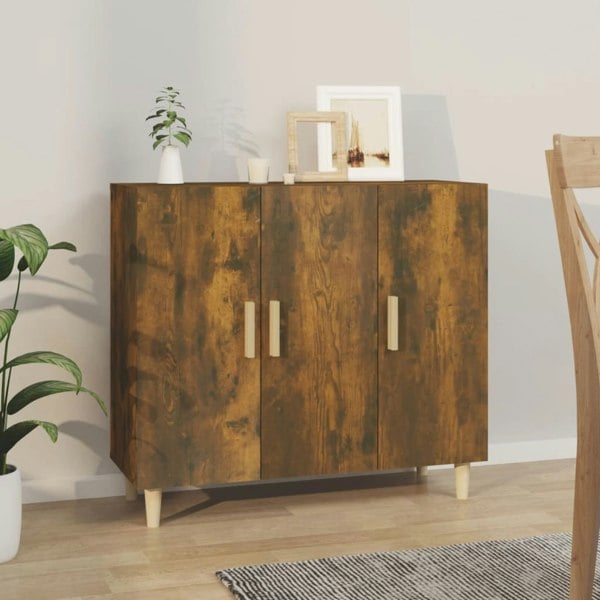 Berkfield Sideboard Smoked Oak 90x34x80 cm Engineered Wood