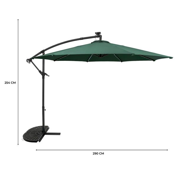 Jardi LED Cantilever Parasol 3m With Half Fan Base – Green
