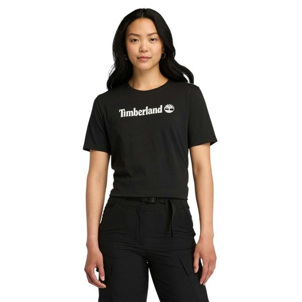Timberland Womens/Ladies Logo Crew Neck Short-Sleeved T-Shirt - Black - 