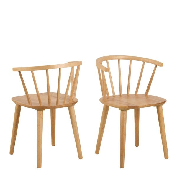 Wyld Haus Set of 2 Noa Oak Wooden Dining Chairs Modern Slatted Back