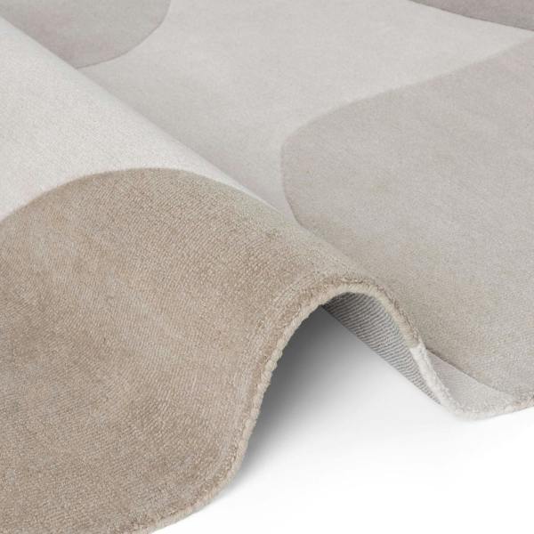 Wool Rug Clarissa Beige Grey Abstract design rug, high-low textured pile, easy to clean. 