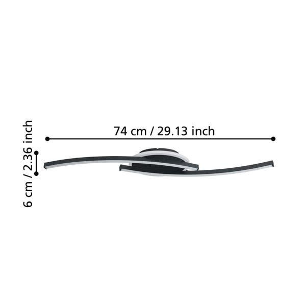 EGLO Lungolago Black Steel Minimalist Ceiling Light