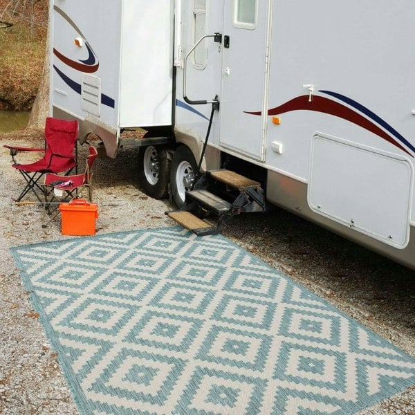 Diamond Design Aqua Outdoor Rug | The Rugs