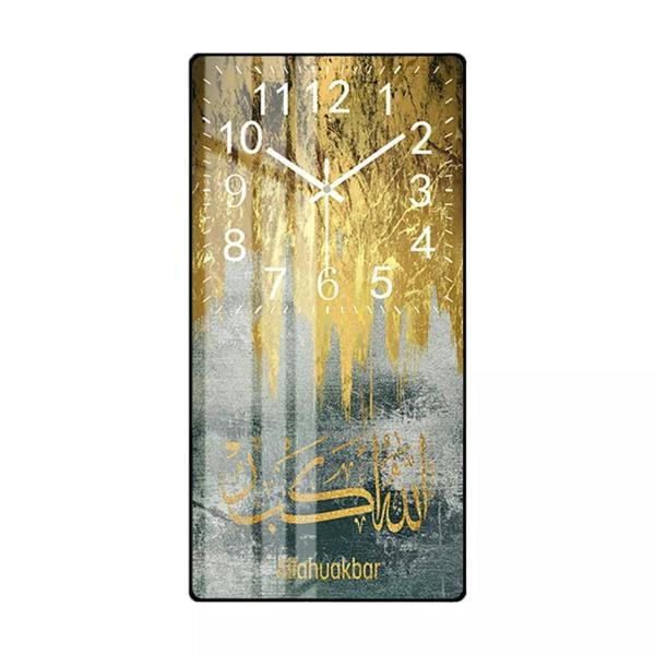 HYGRAD BUILT TO SURVIVE Modern Style Islamic Calligraphy Wall Clock Crystal Porcelain Acrylic wall Art For Living Room, Kitchen Wall Home Decor