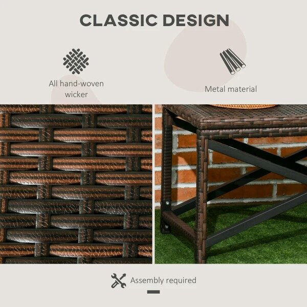 Outdoor Coffee Table Side Table with X-Shape Frame for Patio, Balcony, Mixed Brown