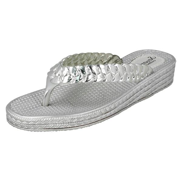 Savannah Ladies Savannah Mid Wedge Toe Post Flip Flops