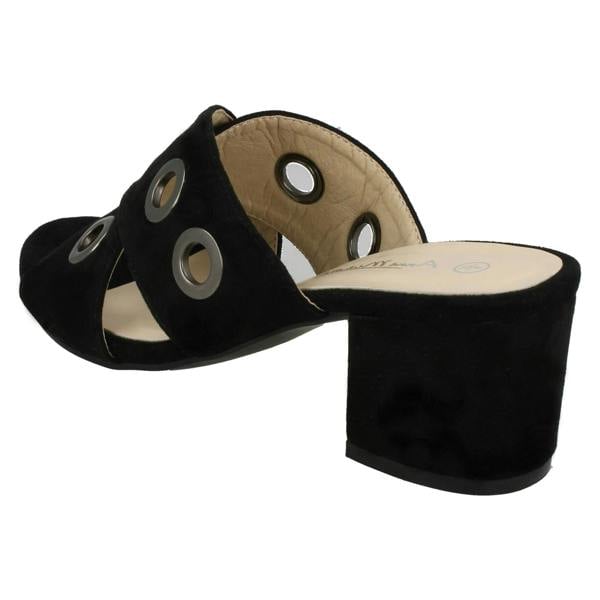 Anne Michelle Ladies Anne Michelle Mid Heel Cross Over Vamp Mules