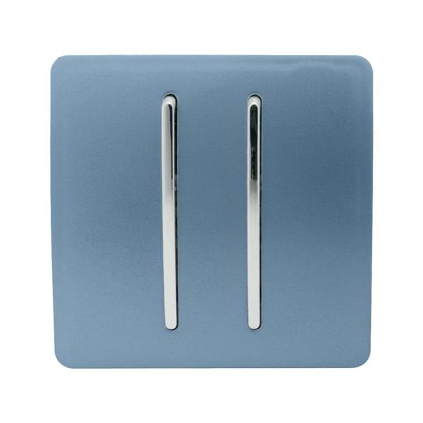 Trendi Switch 2 Gang 1 or 2 way Rocker Light Switch in Sky Blue