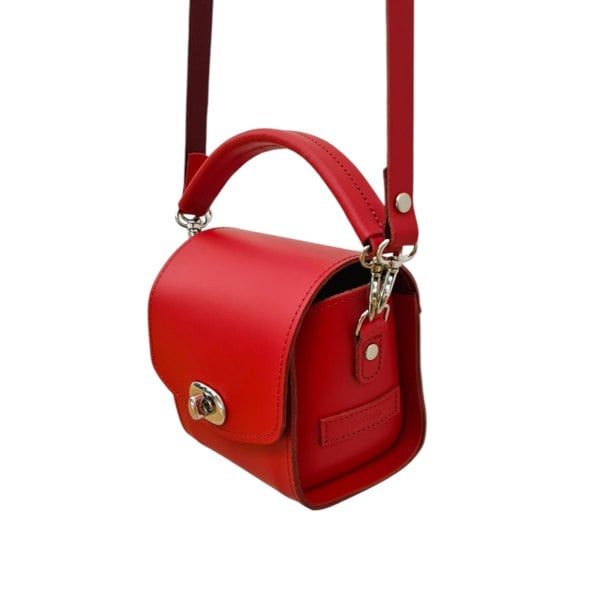 Zatchels Bauble Handmade Leather Handbag - with Love Hearts Charm - Pillar Box Red