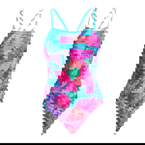 Funkita Snap That single strap swimsuit in mint green pink geometric print