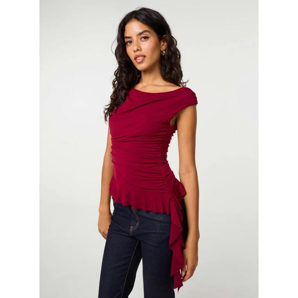 Pink Vanilla Asymmetrical Frill Top